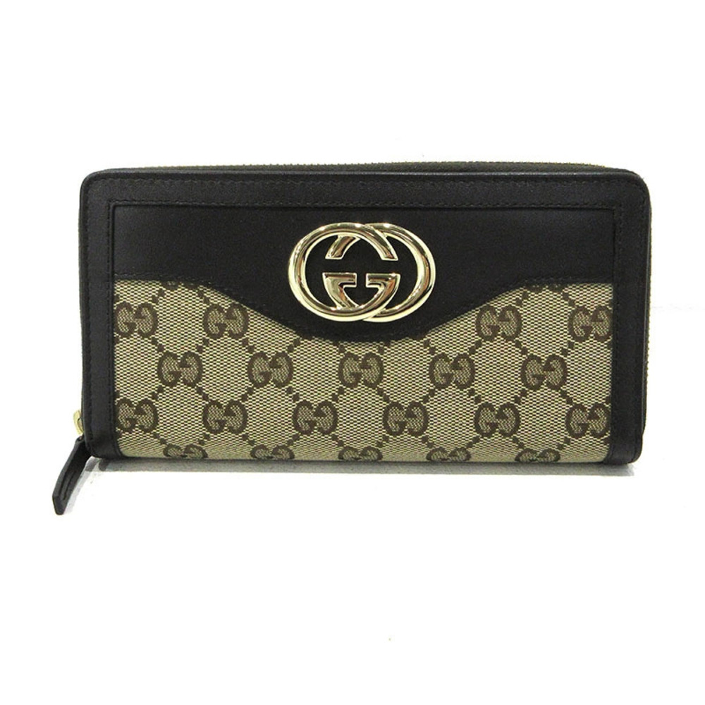 Gucci GG Canvas Marmont Round Zip Long Wallet Beige Cream